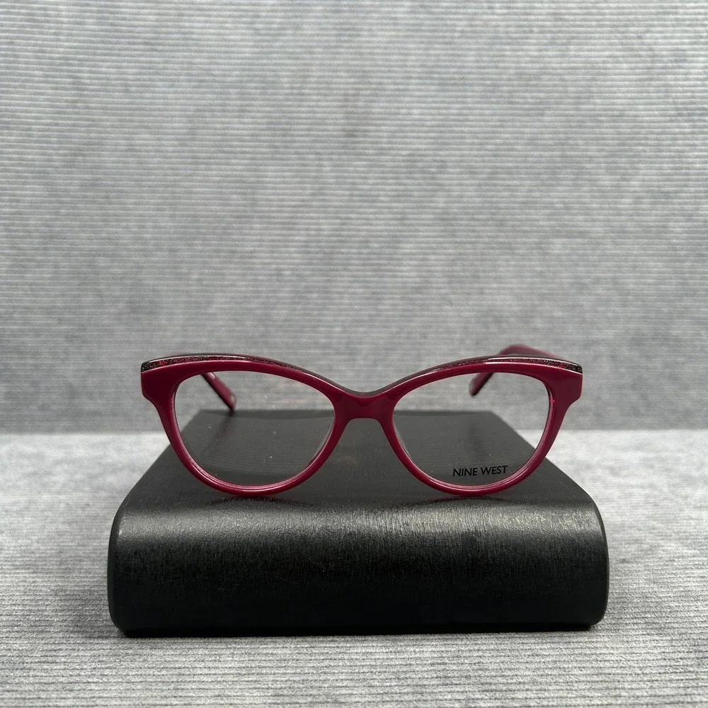 Nine West NW5131 Burgundy Glitter Cat Eye Y2k Eyeglasses Frames 51-16-135